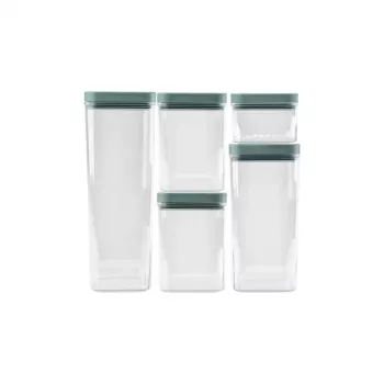CURVER Kara ensemble de boîtes de conservation pour aliments secs 0,5 L + 2x1,2 L + 1,8 L + 2,4 L, transparent/pétrole, 6 pièces, hermétique, empilable, sans BPA