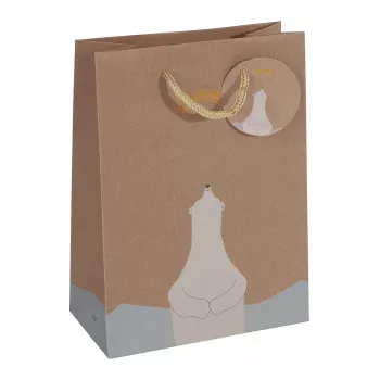 Sachets cadeaux SIGEL GT050, motif ours polaire avec étoile filante, 17 x 23 cm, lot de 5, papier, poignées en cordelette, certifié FSC