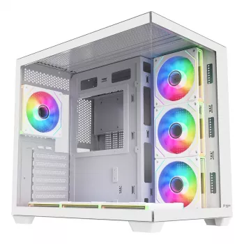 FSP Fortron M341-WA Boîtier PC Mid-Tower avec verre trempé et 4 ventilateurs ARGB
