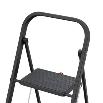 HAILO K44 StandardLine Marchepied pliable, 3 marches, barre de sécurité, noir, 150 kg