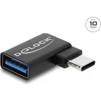 Delock Adaptateur USB 10 Gbps USB Type-C™ mâle vers USB Type-A femelle, coudé à gauche
