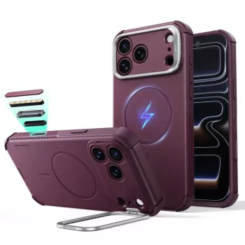 ESR Cyber Tough Kickstand coque MagSafe pour iPhone 17 Pro / 18 Pro – Deep Burgundy