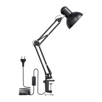 LEPRO 3100027-EU lampe de bureau LED avec port de charge USB, 5 températures de couleur, 7 niveaux de luminosité, commande tactile, minuterie, bras flexible, protection des yeux, noire