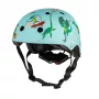 Casque de vélo enfant Hornit Jurassic S 48-53 cm, design dinosaure, vert/bleu/orange, feu arrière LED, CE EN 1078 DIS826