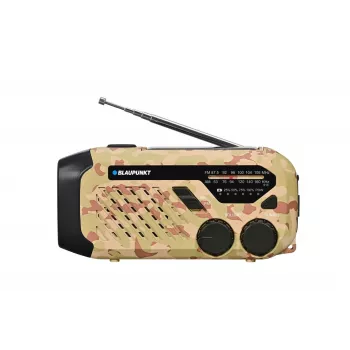 Blaupunkt ER10DC Emergency Radio with Solar, Crank, Power Bank, LED Flashlight, SOS Siren, AM/FM, Desert Camo
