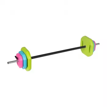 Ensemble de barre REBEL RBA-2336 20 kg avec disques bitumineux, barre 140 cm, colliers à vis, noir