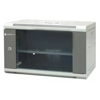Armoire réseau murale EMITER EM/AP6406 19 pouces 6U, 600x450x370 mm, porte en verre trempé, acier, noir