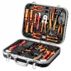 Mallette d'outils électricien NEO TOOLS 25 pièces, outils à main isolés VDE avec testeur de tension, pince à dénuder, pinces, tournevis et accessoires dans une mallette en plastique robuste