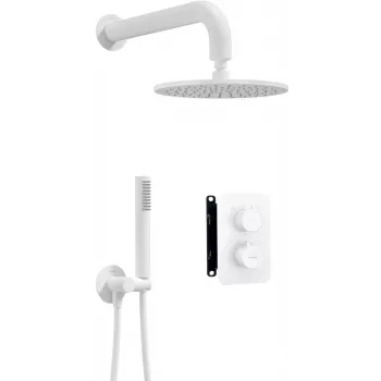 Ensemble de douche thermostatique encastré DEANTE avec système BOX et pommeau de douche pluie, noir mat