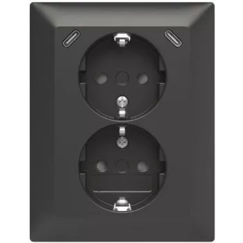 Prise double USB ABB Safety+ avec 2x USB-C, 15W, encastrée, blanc polaire 2TKA00006192