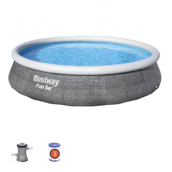 Bestway Fast Set 57376 Piscine hors sol ronde 7 340 L grise