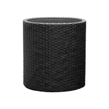Jardinière cylindrique KETER 29197833939 grise 12L pot de fleurs en résine durable avec drainage