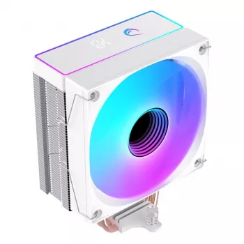 Ventilateur CPU à air Rampage Octagon B70, 120 mm ARGB, affichage de température, blanc