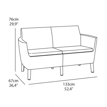 KETER Salemo 2 Seater Sofa brown