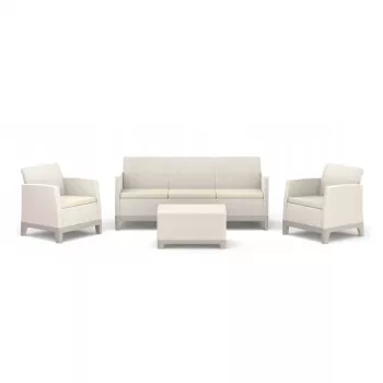Ensemble de mobilier de jardin KETER Scandi Forma 3 places gris galet/beige clair