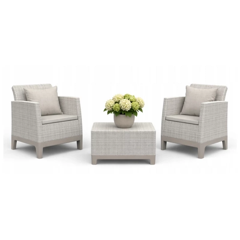 Ensemble de mobilier de jardin KETER Scandi Forma Balcony Set gris galet/beige clair