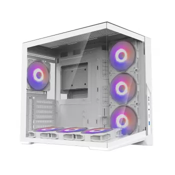 Boîtier PC moyen tour ATX Zalman D40 White avec 7 ventilateurs ARGB et verre trempé