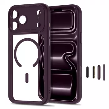 TECH-PROTECT MAGPEAK MAGSAFE CC IPHONE 17 PRO / 18 PRO CERISE FONCÉ/TRANSPARENT