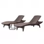 KETER Sun loungers Pacific set 2 pcs + table brown