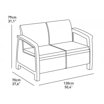 Canapé de jardin double KETER Corfu Love Seat marron