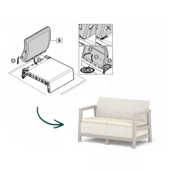 Canapé de jardin deux places KETER Scandi Linea 2 Seater Sofa gris galet/beige clair
