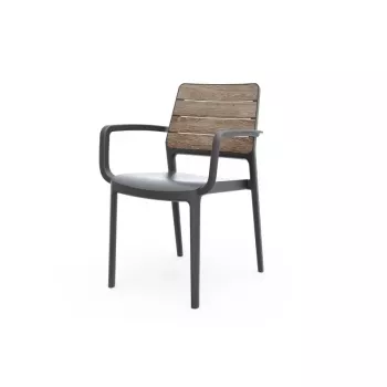Fauteuil de jardin KETER Deco Porto, aspect bois de frêne/gris