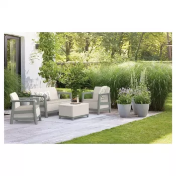 KETER Garden furniture set Scandi Linea 2 Seater Set pebble grey/sage green stone tone