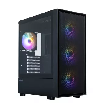 Zalman S6 boîtier PC moyen tour ATX, 3 x 140 mm + 1 x 120 mm ventilateurs RGB fixes, verre trempé, noir