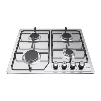 Cuisinière à gaz autoportante ISEASY MGBG-604C avec four 65 L et gril, acier inoxydable