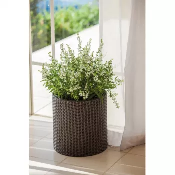 KETER cache-pot cylindrique petit marron