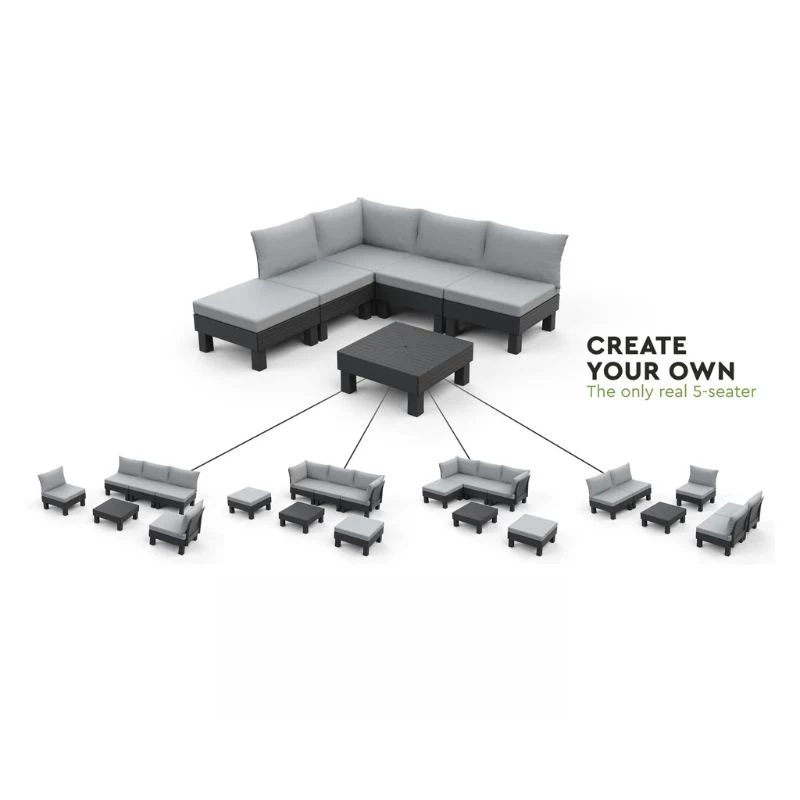 KETER tabouret/table de jardin Element avec coussin gris/gris clair