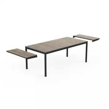 KETER table de jardin extensible Deco Porto Nova extensible 200-280 aspect bois de frêne/noir