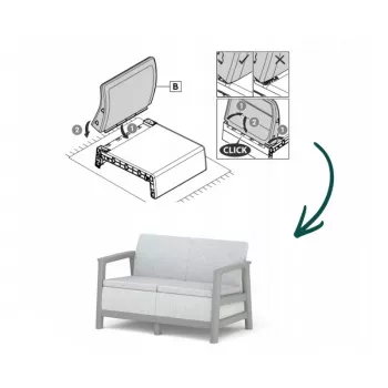 KETER Garden sofa two-seater Scandi Linea 2 Seater Sofa light gray/dark steel gray