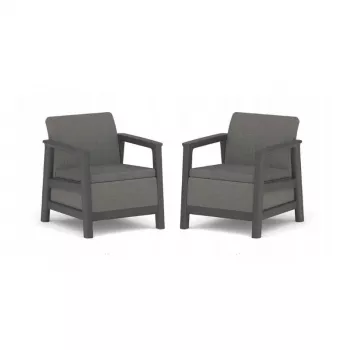 KETER chaises de jardin lot de 2 Scandi Linea grises