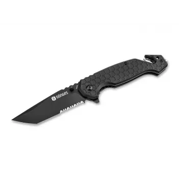 Couteau pliant tactique Dönges Basic 01DG003 noir acier inoxydable Drop Point Combination Edge