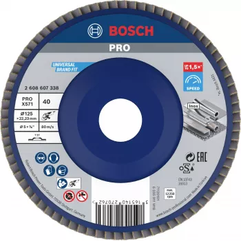 Disque à lamelles Bosch X571 Best for Metal, 125 mm, P80, corindon zirconium, 2608607338