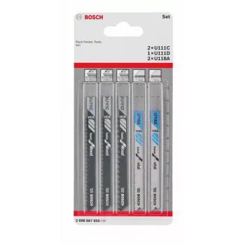 Jeu de lames de scie sauteuse Bosch Accessories 2608667855 Basic pour bois et métal, 5 pièces, queue universelle