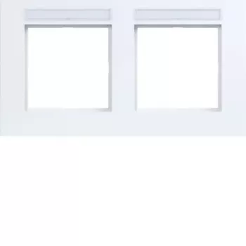 Cadre de recouvrement horizontal 2 postes Hager Lumière Design A.8, blanc clair brillant WAD8202WG