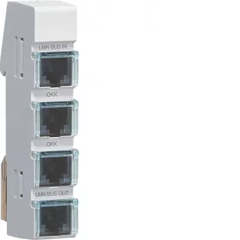 Hager LMN Bus Module, 4x RJ12 Sockets, Passive, No Power Supply ZZ12LMN04P