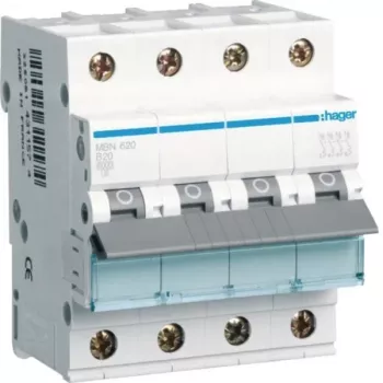 Disjoncteur miniature Hager MBN620 3P+N B-20A 6kA