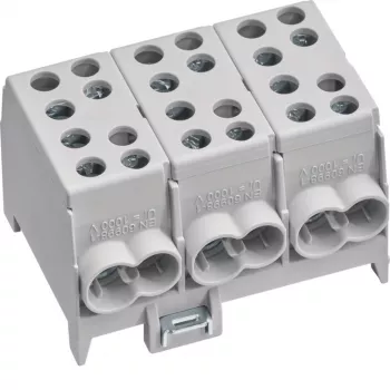 Borne de dérivation de ligne principale Hager KH35L3 3 pôles 2x35-2x25mm² gris