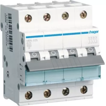 Disjoncteur miniature Hager MBN625 3P+N courbe B 25A 6kA