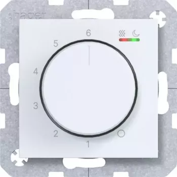 Thermostat d'ambiance Hager WAN5011WM 230V 15W bouton rotatif/poussoir chauffage/refroidissement blanc polaire