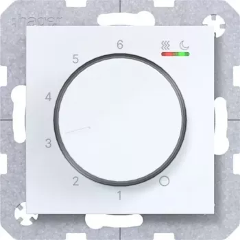 Thermostat d'ambiance HAGER WAN5010WG 230V 16A bouton rotatif avec poussoir chauffage