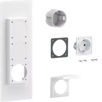 Prise Schuko à montage sur bride Hager universZ, 1 poste, 250 V, 16 A, gris clair ZY01SD
