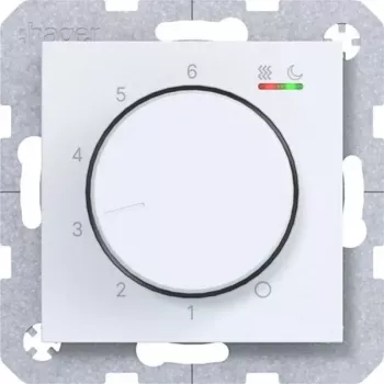 Thermostat d'ambiance HAGER WAN5010WM 230V/16A bouton rotatif/poussoir pour chauffage
