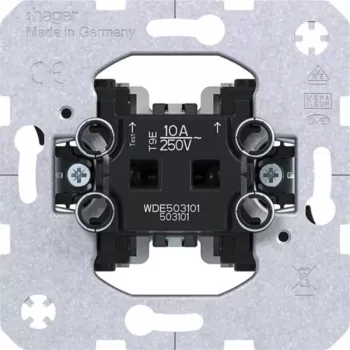 Hager WDE503101 Mécanisme bouton-poussoir à bascule avec 2 contacts de signalisation, 10 A, encastré