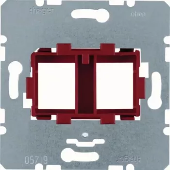 Hager WDF4711R Plaque de montage d'appareils 2 postes, blanche, plastique, fixation à vis, pour système WDF