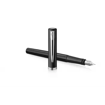 Waterman Impression stylo-plume laque noire anneau chromé plume fine encre bleue boîte cadeau 2225496
