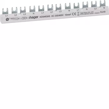 HAGER KDS463AS Peigne de phase QuickBusbar triphasé 63A 12 modules